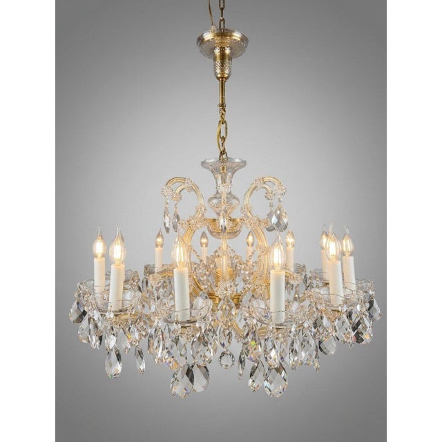 Pink Statement Marie Theresa Crystal and Brass Twelve Branch Chandelier For Sale - Image 8 of 8