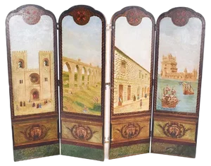 Portuguese Hand Painted Dressing Screen, 1850s
