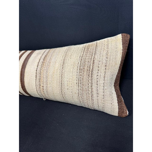 Turkish Hemp Pillow Cushion Natural Beige Brown Cushion Cover 12x46 For Sale - Image 4 of 4
