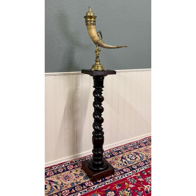OUTSTANDING Antique French Barley Twist Oak Pedestal Plant Stand~~42.25" Tall~~~c. 1920s-30s TALL French CARVED pedestal...