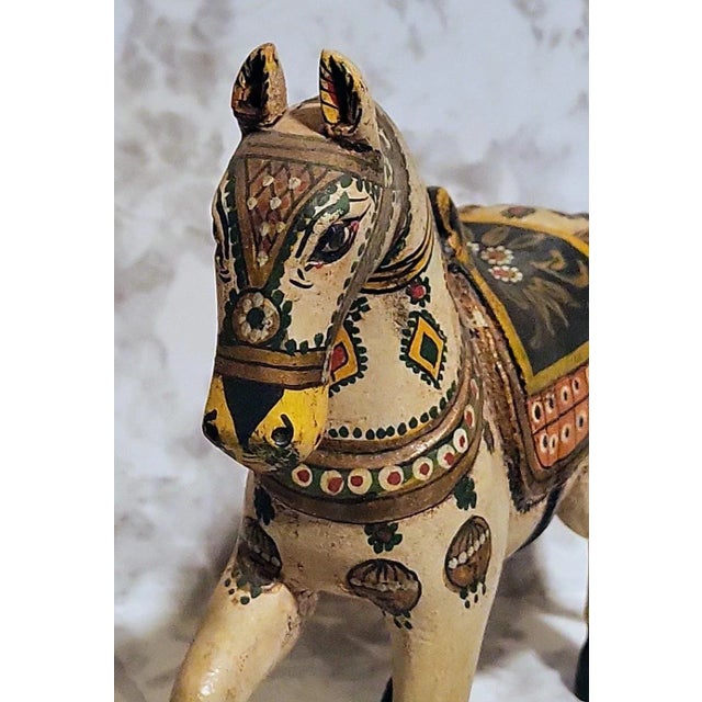 Vintage Hand Carved Wedding Horse Handpainted Figurine For Sale - Image 4 of 11