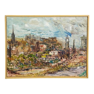 Cityscape Edinburgh – Oil Painting by Alexander Michael, 1977 For Sale