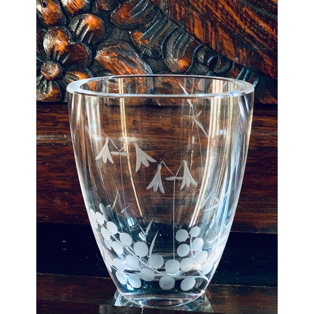 Rare Art Deco Swedish ‘Kjellander’ Signed/Numbered, Copper Wheel Engraved, Lead Crystal Art Glass Petite Vase. In the...