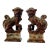 Pair of Vintage Japanese Cast Metal Guardian Lion Foo Dog Sculptures For Sale