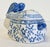 Ceramic Vintage Blue and White Ceramic Floral Bunny Rabbit Lidded Box For Sale - Image 7 of 8