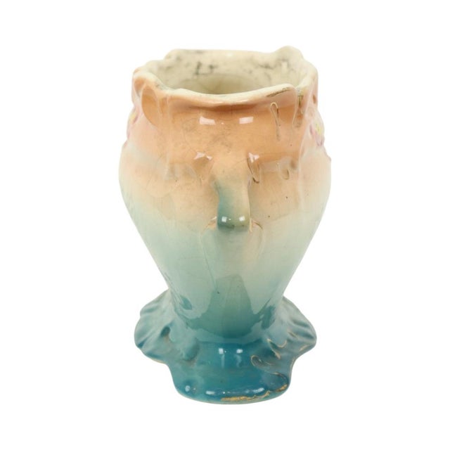 Small flowerpot or jardinière from the Art Nouveau period, crafted from crackle-glazed majolica earthenware, decorated...