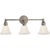 Boston Functional Triple Light in Antique Nickel with White Glass Designer: Chapman & Myers Height: 9" Extension: 9.5"...