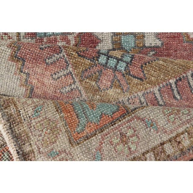 Mid 20th Century Vintage Turkish Oushak Rug With All-Over Sub-Geometric Medallion Design For Sale - Image 5 of 8