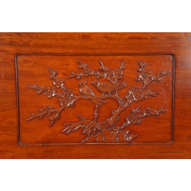 Late 20th Century Chinese Chinoiserie Rosewood Full Size Bed Headboard Hong Kong For Sale - Image 6 of 11