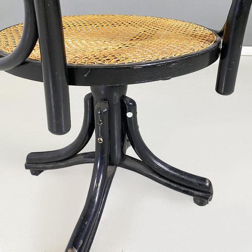 Black French Black Wood and Vienna Straw Swivel Chair, 1900s For Sale - Image 8 of 10