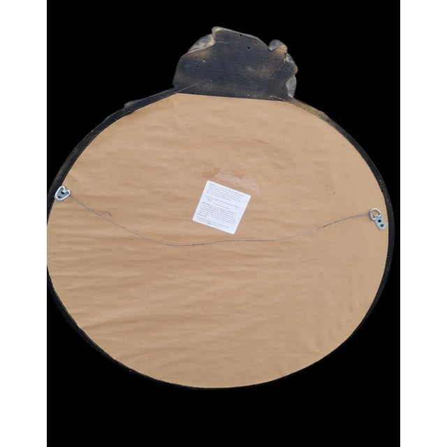 Labarge Vintage Round Fruit Tassel Black Gold Wall Mirror For Sale - Image 4 of 9