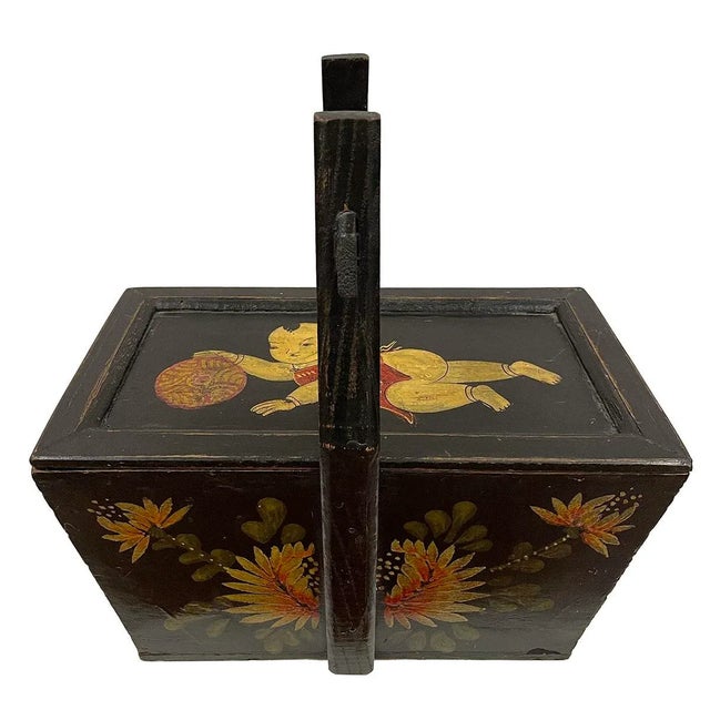 Antique, Chinese Hand Painted Meal Delivery and Lunch Box For Sale - Image 9 of 9