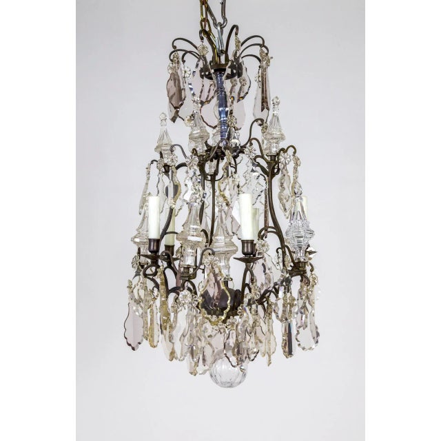 Late 19th Century Late 19th Century Multi Crystal & Spire Blackened Bronze Birdcage Chandelier For Sale - Image 5 of 11