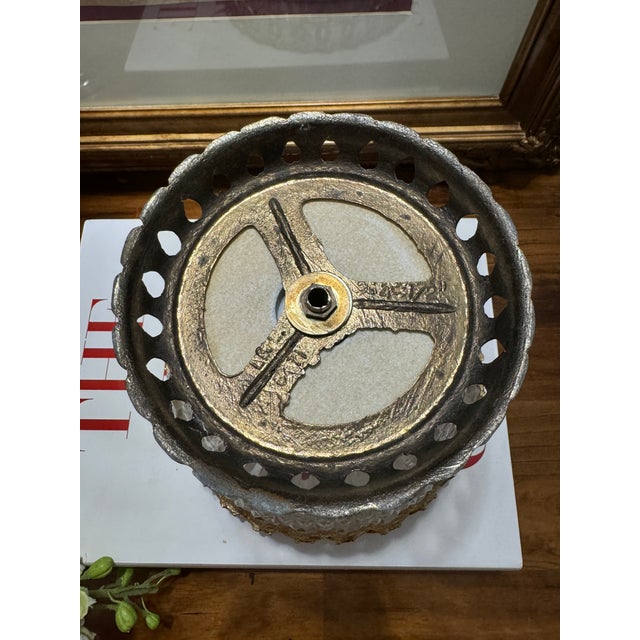 Metal Vintage Italian Centerpiece, Fruit Bowl, Compote With Cut Glass, Marble and Gilt Metal Base For Sale - Image 7 of 9