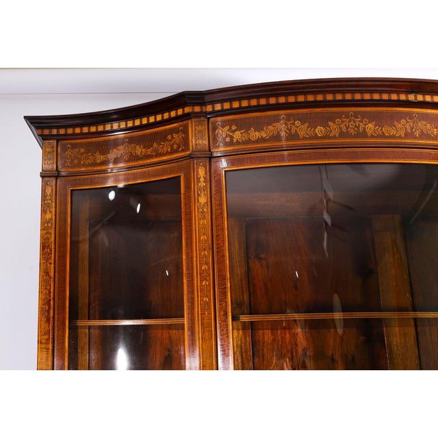 Antique 19th Century Marquetry Serpentine Display Cabinet from Edwards & Roberts For Sale - Image 5 of 18