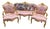 1960s French Artisan Louis XVI Pink Gilt Beech Sofa Set—3 Pc For Sale