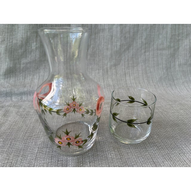 Vintage Hand Painted Bedside Carafe & Cup Set For Sale - Image 12 of 14
