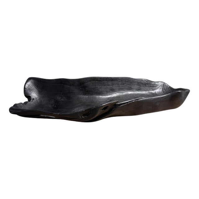 Andrianna Shamaris Sculptural Charred Teak Wood Vessel For Sale