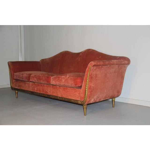 Italian Velvet Sofa, 1950s For Sale - Image 4 of 7