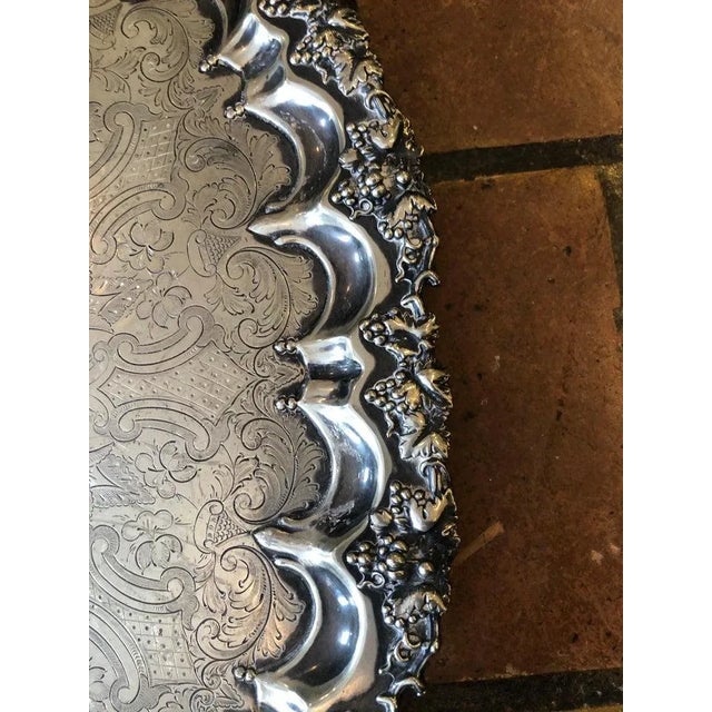 Art Nouveau Silver Plated Oval Serving Tray by Singleton, Benda & Co Ltd For Sale - Image 4 of 13