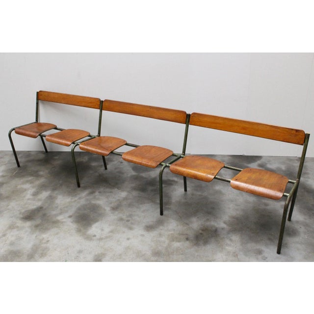 Large French Industrial Bench from Mullca, 1950s For Sale - Image 10 of 13