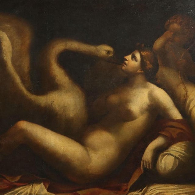 Tuscan School Artist, Leda and the Swan, 1600s, Oil on Canvas For Sale - Image 3 of 11