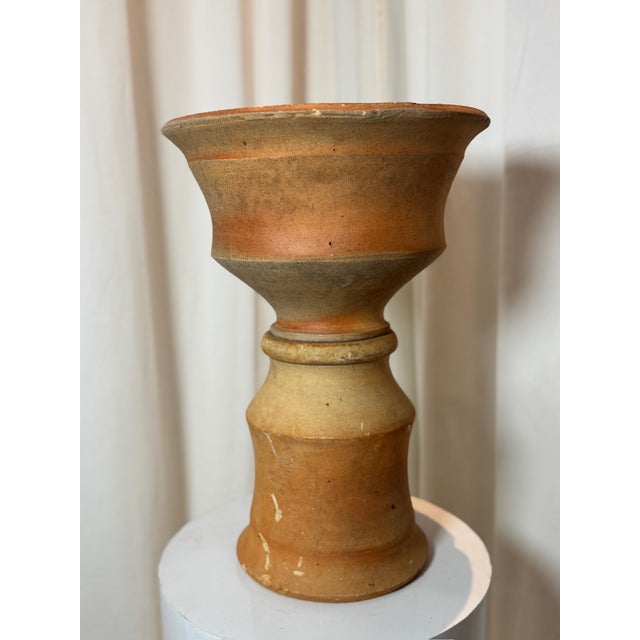 Antique Two-Piece Terracotta Hourglass Vessel – Sculptural Rustic Pottery For Sale In Los Angeles - Image 6 of 9