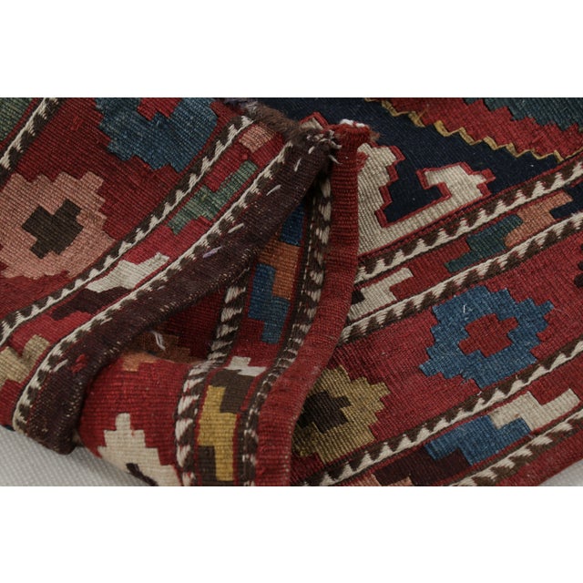 Beige Antique Russian Tribal Bag Kilim With Geometric Patterns - Rug & Kilim For Sale - Image 8 of 8