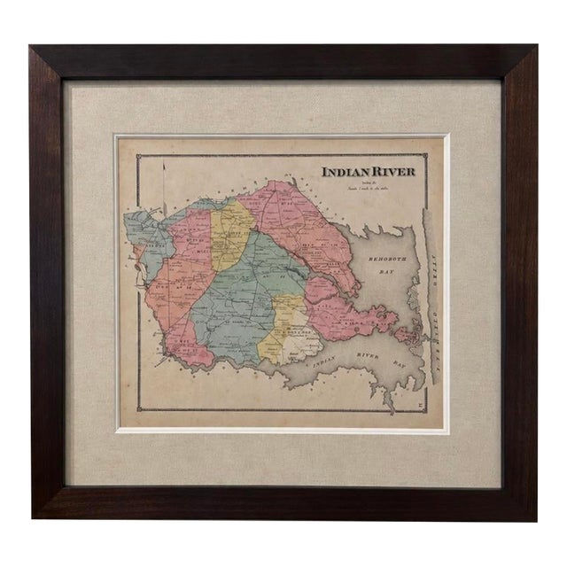 Map of Indian River Hundred, Sussex County, Delaware | Pomeroy & Beers, 1868 | Custom Framed For Sale