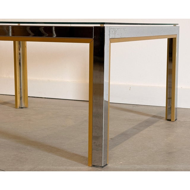 1970s Romeo Rega Italian Chrome and Brass Glass Top Coffee Table, 1970s For Sale - Image 5 of 10
