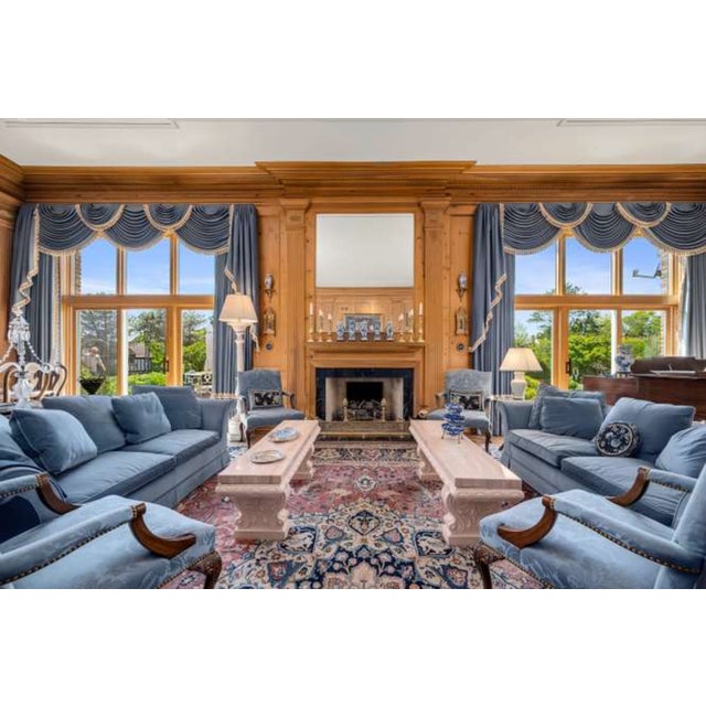 Baker Furniture Blue Velvet Upholstered Roll Arm Sofa For Sale - Image 12 of 13