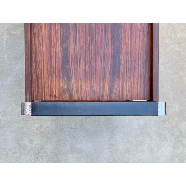 Richard Young, Merrow Associate Rosewood and Chrome Bar Cart For Sale In Palm Springs - Image 6 of 7