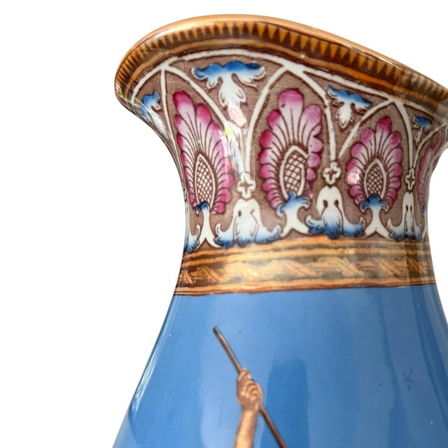 Antique English Blue Lustre Transferware Wash Basin & Ewer by Furnival C. 1840–1860 For Sale - Image 12 of 17