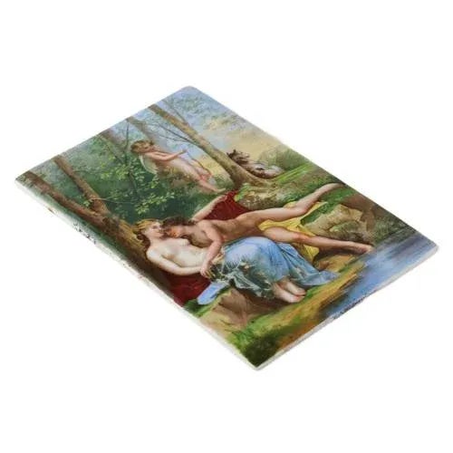 Porcelain plaque Lovers, Tricks of Cupid. Europe 19th century. Depicts lovers passionately clinging to each other at the...