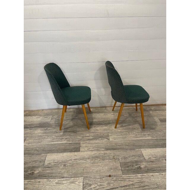 Textile Vintage Lollypop Chairs in Green Upholstery by Antonin Suman, 1960, Set of 2 For Sale - Image 7 of 9