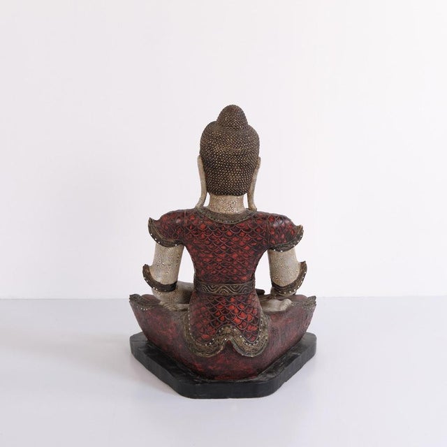 Buddha Figure in Carved Wood, Thailand, 1920s For Sale - Image 4 of 8