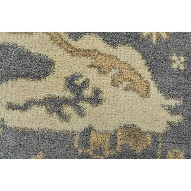 Oushak Rug 4’11” X 7’10” Blue Wool Tribal Hand-Knotted Oriental Carpet For Sale - Image 4 of 14