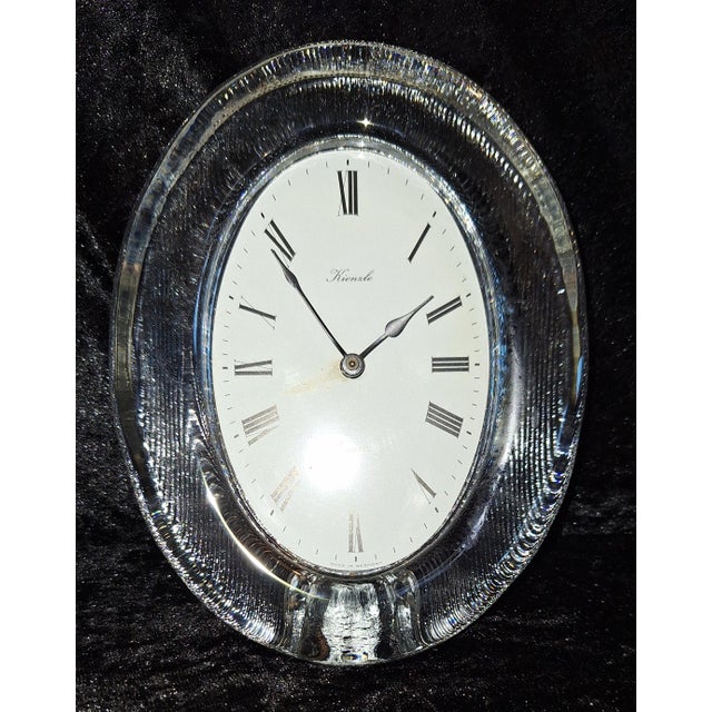 White Vintage German Table Clock with Glass Case and White Metal Dial from Kienzle, 1970s For Sale - Image 8 of 8