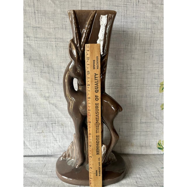 Chocolate 1950s Royal Haeger Mid-Century Modern Gazelle Vase Art Pottery For Sale - Image 8 of 11