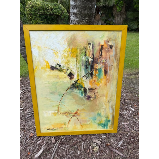 Mid-Century Modern 1976 Sylvia Bank Abstract Expressionist Painting For Sale - Image 3 of 12