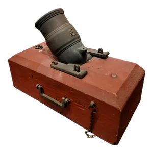 British Metal Mortar Cannon on Wooden Base