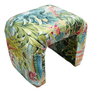 Vintage Waterfall Bench, Reupholstered For Sale