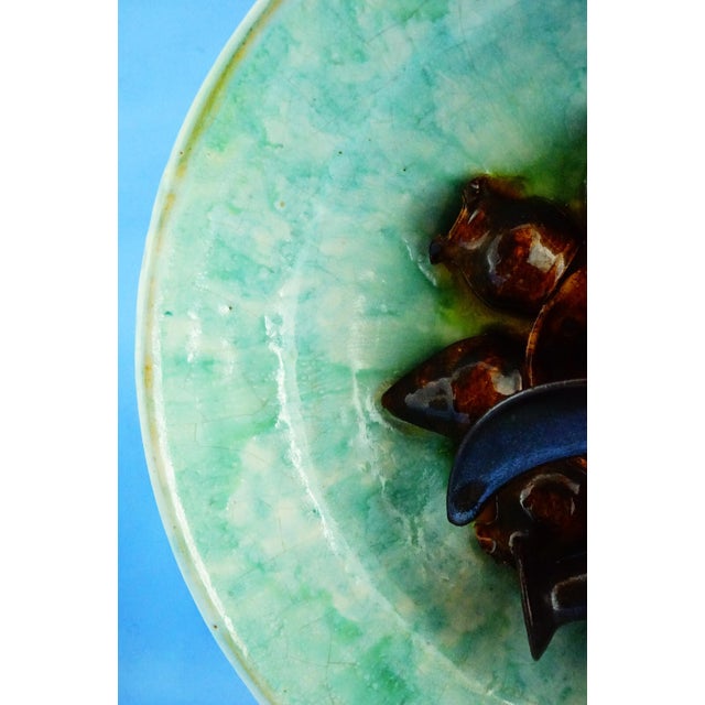 Modernist Art Ceramic Majolica Plate attributed to Jerome Massier, Vallauris, France, 1960s For Sale - Image 11 of 18