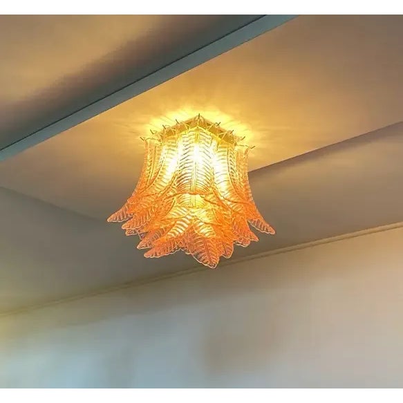 2020s Murano Ceiling Lamp, 32 Pink Felci Glasses For Sale - Image 5 of 9