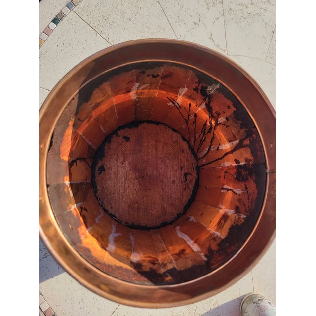 Mid 20th Century Vintage Oak & Copper Firewood Bucket For Sale - Image 5 of 6