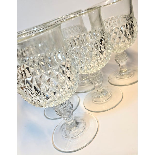 Glass Diamond Point Goblets- Set of Six For Sale - Image 7 of 10