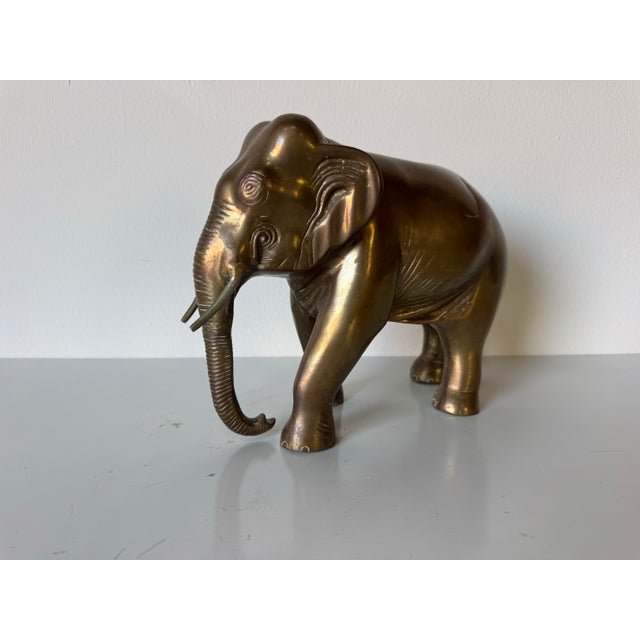 Vintage Solid Brass Elephant Sculpture/ Sold For Sale - Image 4 of 9