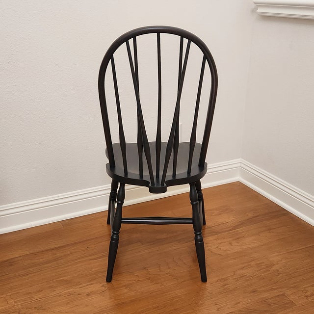 Mid 20th Century Vintage Windsor-Style Brace Back Chair Newly Refinished in Carbon Grey For Sale - Image 5 of 12