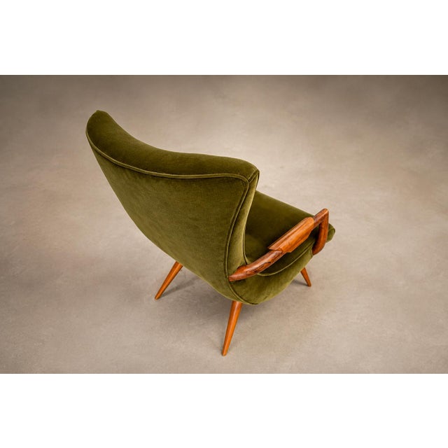 Giuseppe Scapinelli Sculptural Caviúna & Olive Green Mohair Armchairs, Brazilian Modern, 1950s For Sale - Image 15 of 18