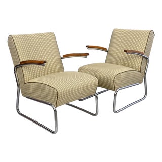 Vintage Bauhaus Chrome Lounge Chairs, 1930s, Set of 2 For Sale